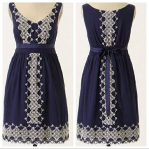 Edme & Esyllte Camilla Navy embroidered dress
